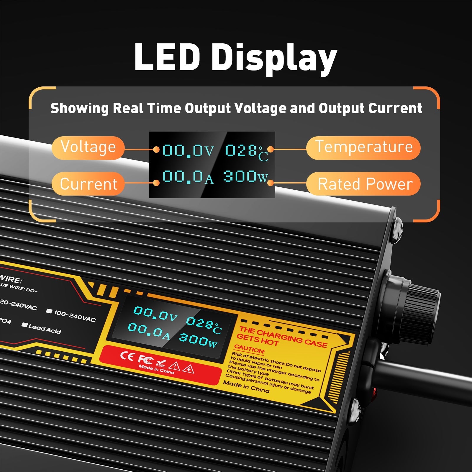 Carregador de bateria Suraziki LiFePO4 43,8 V 5 A para baterias de fosfato de ferro-lítio de 36 V/38,4 V, visor LED, proteção total