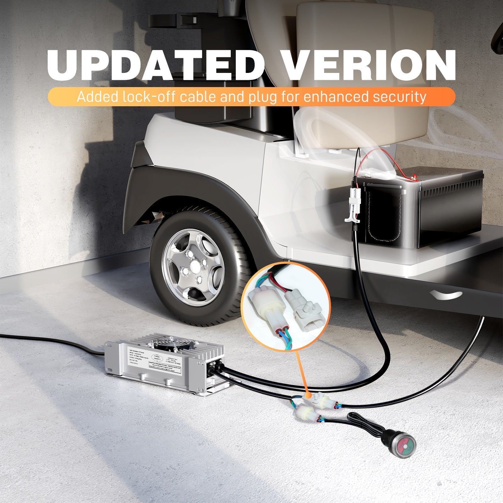 Carregador de bateria de lítio Lifepo4 Suraziki 36V 25A, tensão de carga de 43,8V para 36V (38,4V) 12S Bateria, à prova de água, ativação BMS 0V, com cabo de bloqueio para veículos elétricos, bicicletas elétricas e carrinhos de golfe