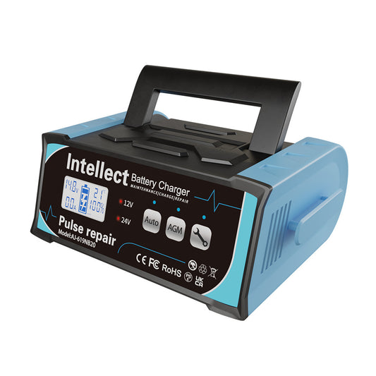 Smart 400W Pulsed Battery Charger for 12V/24V Vehicles - Overcharge, Short Circuit & Overheating Protection