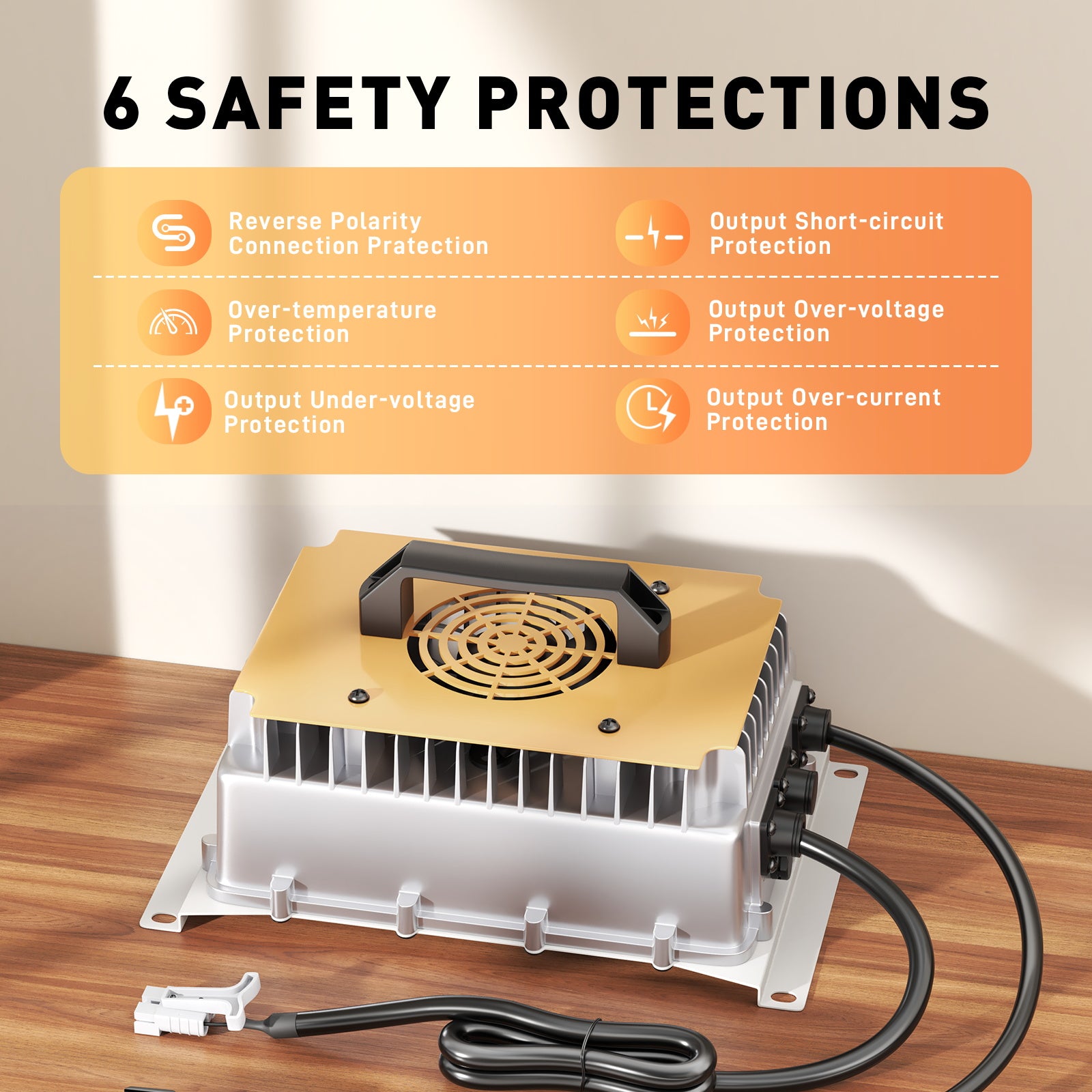 High-Power 58.4V 50A LiFePO4 Charger | Fast Charging for 51.2V 16S Lithium Batteries with 0V Activation & Safety Protection